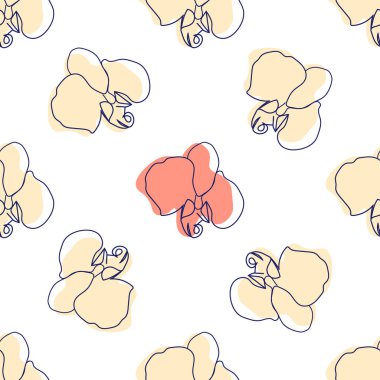 Çiçekler modern basitlik vektör illüstrasyonu. Tek çizgi kusursuz modern desen.