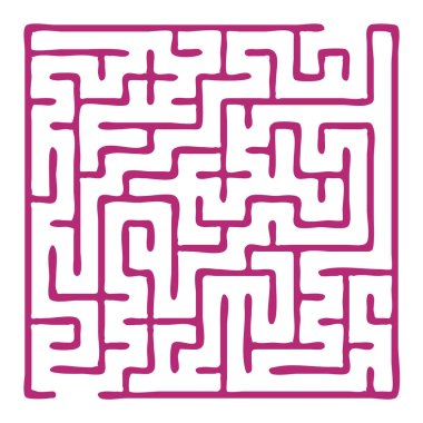 Maze shape design element. There is one entrance and exit and one correct path, but many paths lead to dead ends clipart