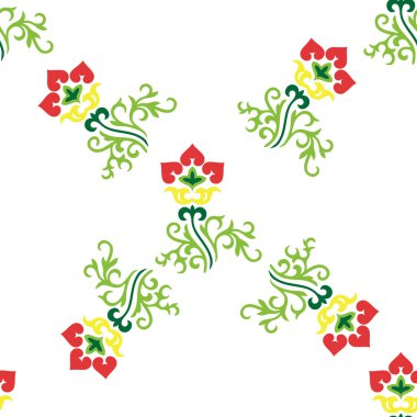 İslami lale, çiçek geometrisi. Tatar dikişsiz desen. Tatar halkının kültürü, yeşil ve kırmızı sembolleri.