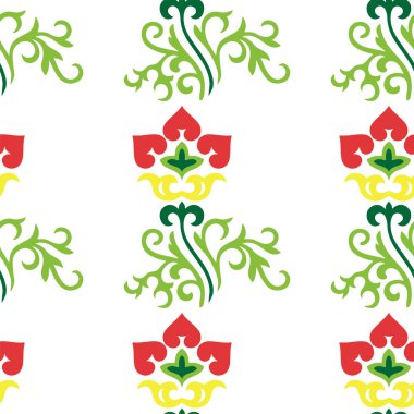 İslami lale, çiçek geometrisi. Tatar dikişsiz desen. Tatar halkının kültürü, yeşil ve kırmızı sembolleri.