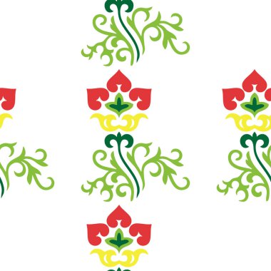 İslami lale, çiçek geometrisi. Tatar dikişsiz desen. Tatar halkının kültürü, yeşil ve kırmızı sembolleri.
