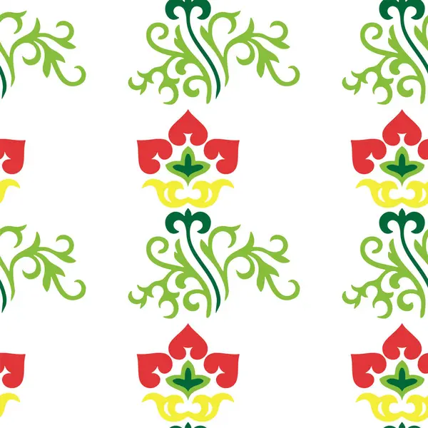 İslami lale, çiçek geometrisi. Tatar dikişsiz desen. Tatar halkının kültürü, yeşil ve kırmızı sembolleri.