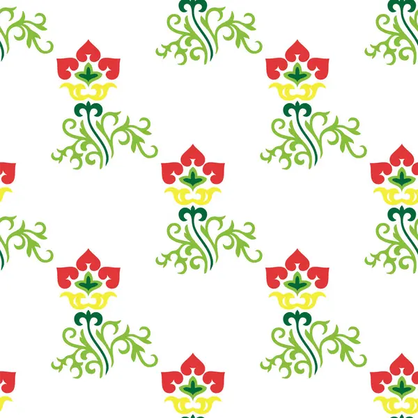 İslami lale, çiçek geometrisi. Tatar dikişsiz desen. Tatar halkının kültürü, yeşil ve kırmızı sembolleri.