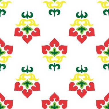 İslami lale, çiçek geometrisi. Tatar dikişsiz desen. Tatar halkının kültürü, yeşil ve kırmızı sembolleri.