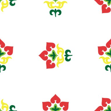İslami lale, çiçek geometrisi. Tatar dikişsiz desen. Tatar halkının kültürü, yeşil ve kırmızı sembolleri.