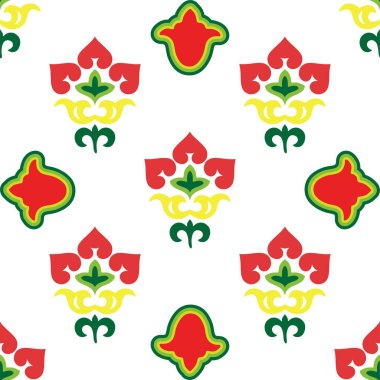 İslami lale, çiçek geometrisi. Tatar dikişsiz desen. Tatar halkının kültürü, yeşil ve kırmızı sembolleri.