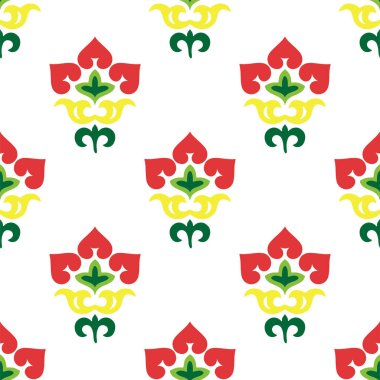 İslami lale, çiçek geometrisi. Tatar dikişsiz desen. Tatar halkının kültürü, yeşil ve kırmızı sembolleri.