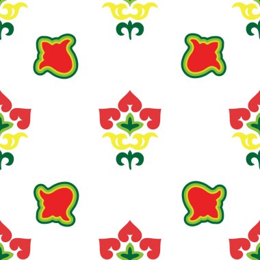 İslami lale, çiçek geometrisi. Tatar dikişsiz desen. Tatar halkının kültürü, yeşil ve kırmızı sembolleri.
