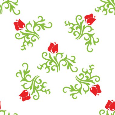 İslami lale, çiçek geometrisi. Tatar dikişsiz desen. Tatar halkının kültürü, yeşil ve kırmızı sembolleri.