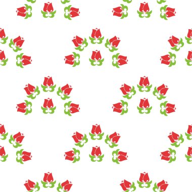 Çiçek desenli lalelerle süslenmiş Tatar Yerlisi. Tatar halkının kültürü, yeşil ve kırmızı sembolleri..