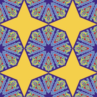 Geometrik Kusursuz Desensiz Arabesk. Dekoratif Asyalı Halkın Kusursuz Örnekleri. Etnik Süs, Kırgız, Kazak, Beşir, Tatar, Yakut Moğolları