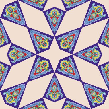 Geometrik Kusursuz Desensiz Arabesk. Dekoratif Asyalı Halkın Kusursuz Örnekleri. Etnik Süs, Kırgız, Kazak, Beşir, Tatar, Yakut Moğolları