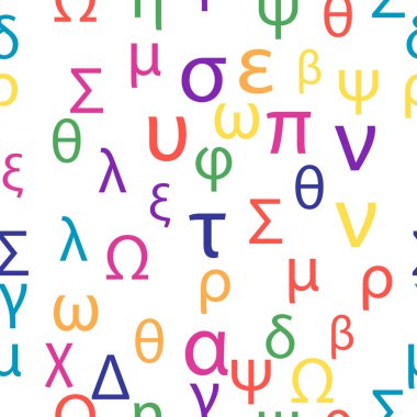 Yunan alfabesinin kusursuz harf ve sembolleri. Parlak Yunan alfabesi.