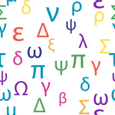 Yunan alfabesinin kusursuz harf ve sembolleri. Parlak Yunan alfabesi.