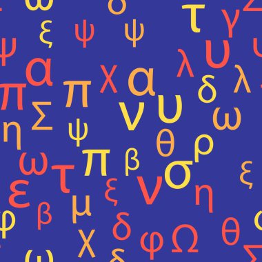 Yunan alfabesinin kusursuz harf ve sembolleri. Parlak Yunan alfabesi.