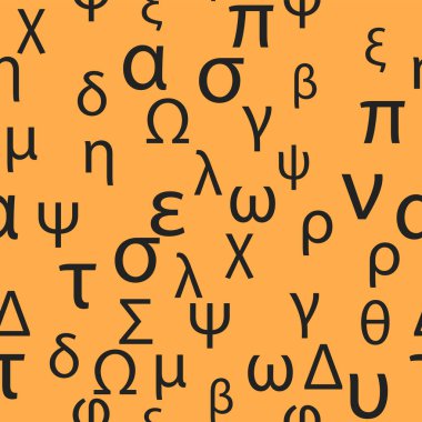 Yunan alfabesinin kusursuz harf ve sembolleri. Parlak Yunan alfabesi.