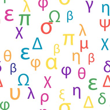 Yunan alfabesinin kusursuz harf ve sembolleri. Parlak Yunan alfabesi.