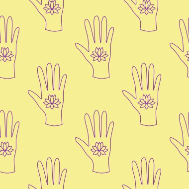 Siluetler sihirli semboller, yılan, göz, tarot kartları, el, kafatası, iksir, ay, kelebek, mantar, yıldız gibi sihirli elementler ile, pürüzsüz desen. Cadılık tema simgeleri ve elementleri.