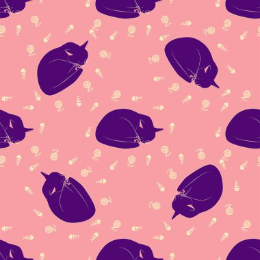 Boho tarzındaki kedilerin mistik kusursuz deseni, siluet koleksiyonu. Ezoterizm, mistisizm, okültizm. Çizgi film düz vektör çizimleri, izole