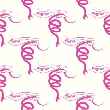 Siluetler sihirli semboller, yılan, göz, tarot kartları, el, kafatası, iksir, ay, kelebek, mantar, yıldız gibi sihirli elementler ile, pürüzsüz desen. Cadılık tema simgeleri ve elementleri.