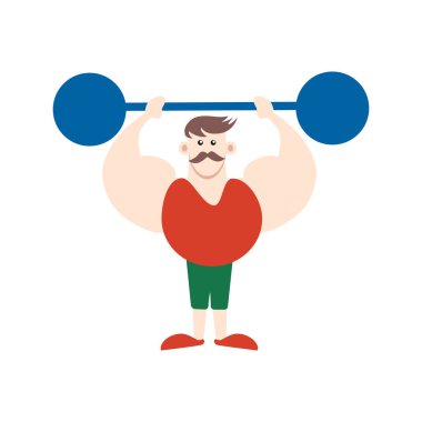 Sirk şapkası. Ağırlıkları sahnede olan güçlü bir adamın vektör karakterleri