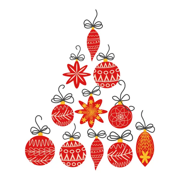 Noel ağacı oluşturan hediye topları yığını. Hediye tatil vektör ögeleri