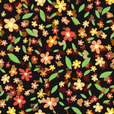 Çiçekli ve yapraklı leopar deseni. Leopar desenli tekstil kumaş tasarımı. Moda için uygun.