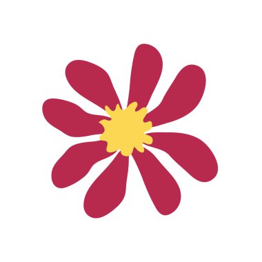 Vahşi ve bahçe çiçekleri, yapraklar. Modern vektör botanik çizimler, el çizimi çiçek tasarımı elementleri.