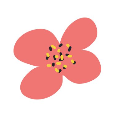 Vahşi ve bahçe çiçekleri, yapraklar. Modern vektör botanik çizimler, el çizimi çiçek tasarımı elementleri.