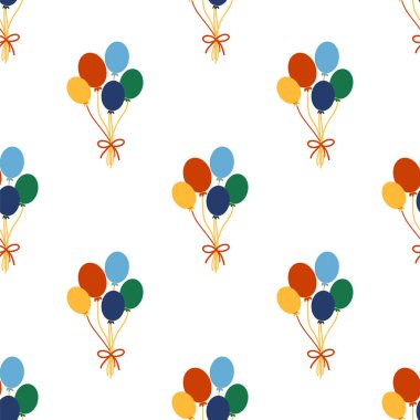 CRCUS temalı kusursuz desen. Palyaçolar, kaslı adamlar, aslanlar, sihirli şapkalar, şapkalı tavşanlar, tatil balonları çadırları. Sirk karakterleri. Çizgi film düz stili