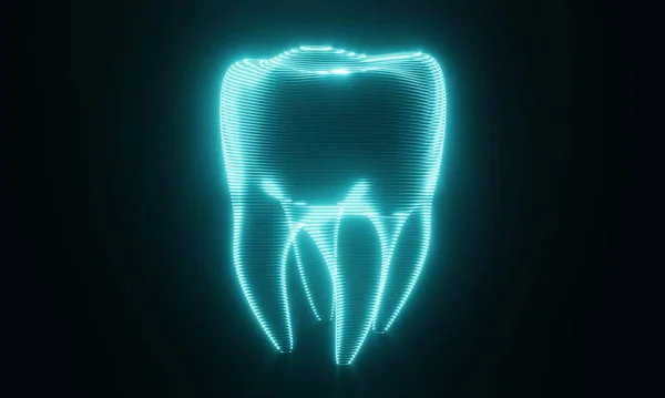 青いHud歯のスキャンと黒の背景に回転のシームレスなループ 技術と医療の概念 — ストック写真