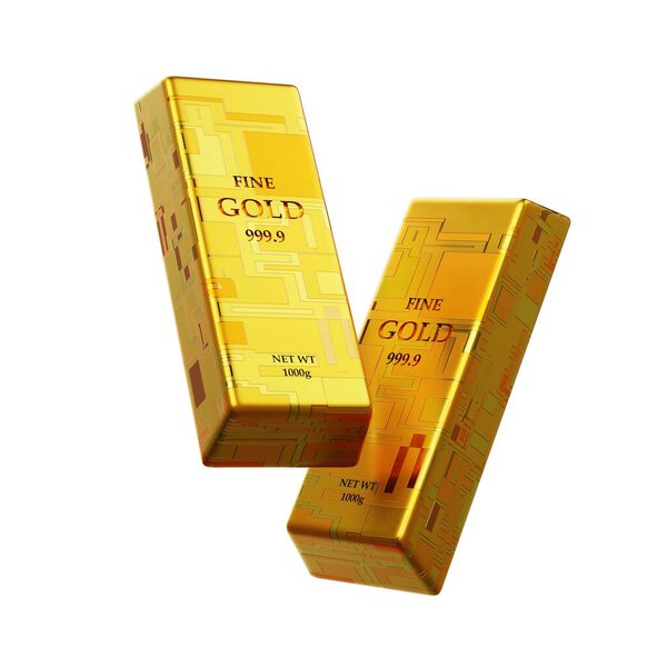 Digital Gold Bar Sci Material Isolated White Background Business Investment Royalty Free Stock Photos