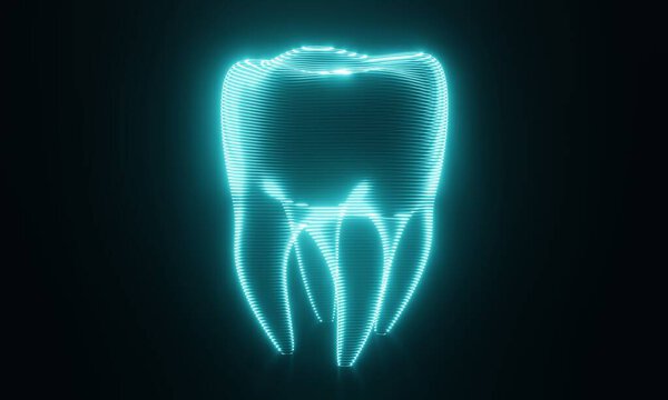 Seamless Looping Blue Hud Tooth Scanning Rotating Black Background Technology Stock Picture