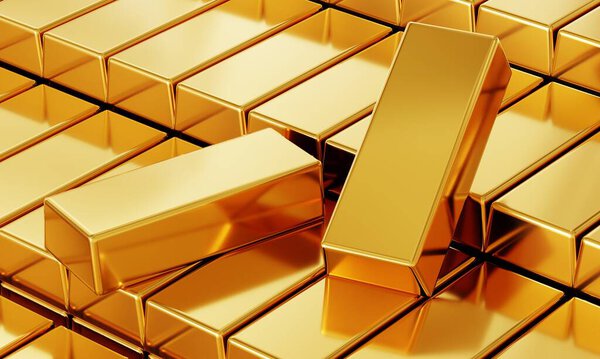 Fine Gold Bars Safety Vault Empty Space Mockup Template Business Stock Photo