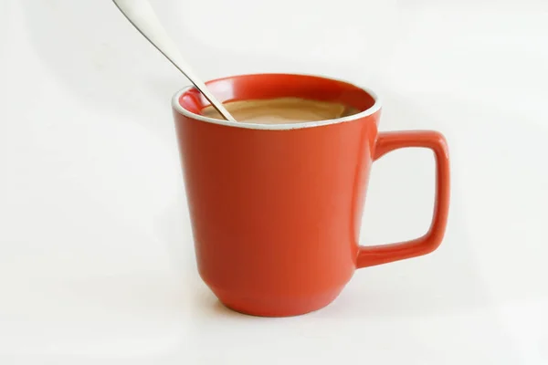 Red Cup Coffee One Drop White Background — Stock Photo, Image