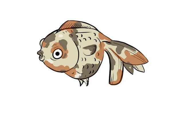 Cute Cartoon Goldfish Coloring Page — Stock Photo, Image