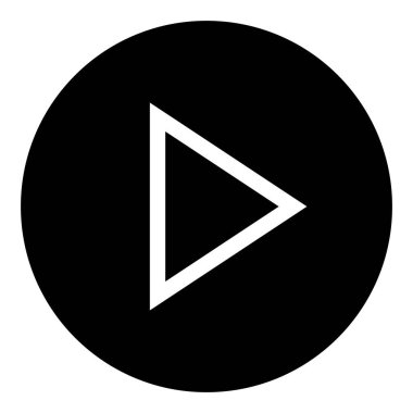 Simge düğmesini çal, düz stil basit siyah çizgi daire çizimi çizimi. Ses, ortam ve video oynatıcı beyaz arkaplanda izole edilmiş sembol nesnesini duraklat.