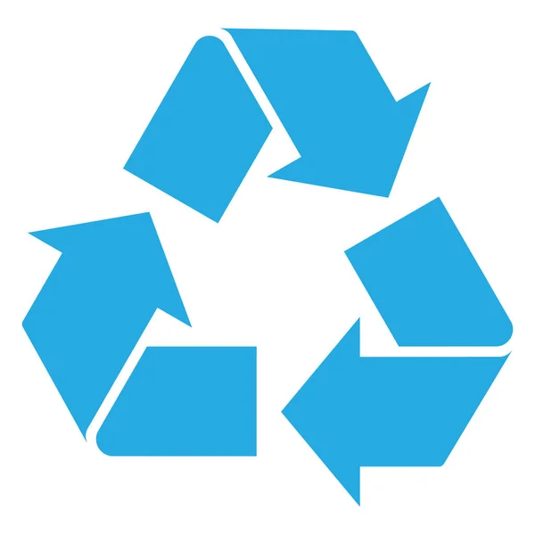 リサイクルサイン シンボルを回復 矢印と青の色のイラストオブジェクト 白地に隔離されたベクトル描画要素 — ストックベクタ