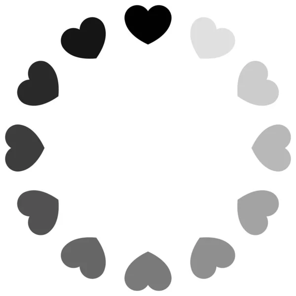 Cercle Chargement Avec Douze Cœurs Couleur Noire Progrès Amour Idée — Image vectorielle