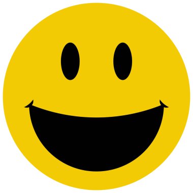 Sarı renkli gülen yüz simgesi, düz biçim vektör ögesi nesnesi, kahkaha tasarım simgesi, beyaz arkaplanda izole edilmiş mutlu konsept.