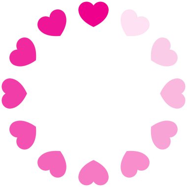 12 pembe renk kalpli ilerleme çemberi, sevgi yüklemesi, mobil uygulamalar için konsept fikri, web siteleri, oyunlar, romantizm, Sevgililer Günü düz vektör çizimi beyaz üzerine izole edilmiş.