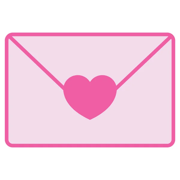 Símbolo Del Sobre Letra Rosada Del Color Con Corazón Día — Vector de stock