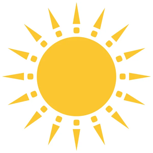 Sun Icon Yellow Color Hot Summer Flat Style Vector Design — Stock Vector