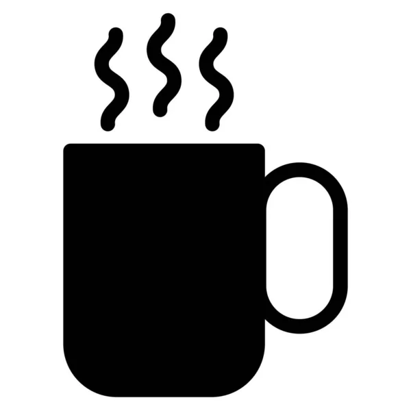 Coffee Mug Cup Hot Beverage Object Black Color Vector Icon — Stock Vector