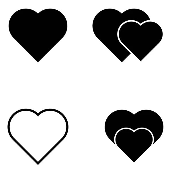 Herzen Schwarze Farbe Herz Abstrakte Vektorillustration Flacher Stil Eleganz Liebessymbol — Stockvektor