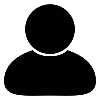 Kişi simgesi, siyah renk düz stil, basit tasarım avatar sembolü, web, mobil, uygulama, lazer mezarı, vinil çıkartma, UI için vektör nesnesi. Vektör illüstrasyonu izole edildi.