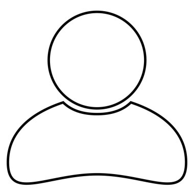 Kişi simgesi, siyah renkli düz stil, basit tasarım avatar grafik sembolü, UI için vektör nesnesi, mobil uygulama, ağ, lazer mezarı, vinil çıkartması. Vektör illüstrasyonu izole edildi.