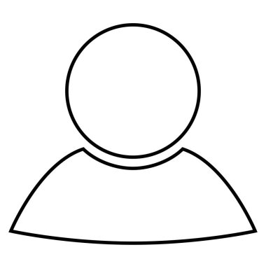 Kişi simgesi, siyah renkli düz stil, basit tasarım avatar grafik sembolü, UI için vektör nesnesi, mobil uygulama, ağ, lazer mezarı, vinil çıkartması. Vektör illüstrasyonu izole edildi.