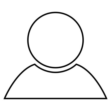 Kişi simgesi, siyah renkli düz stil, basit tasarım avatar grafik sembolü, UI için vektör nesnesi, mobil uygulama, ağ, lazer mezarı, vinil çıkartması. Vektör illüstrasyonu izole edildi.