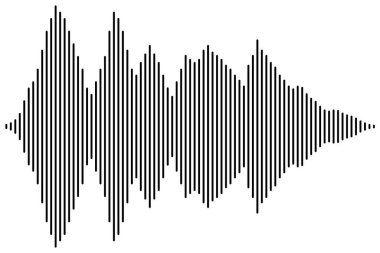 Soyut ses dalgası illüstrasyonu, zaman içinde ses frekanslarını temsil eden bir dizi dikey çizgi ile, grafik desenli..